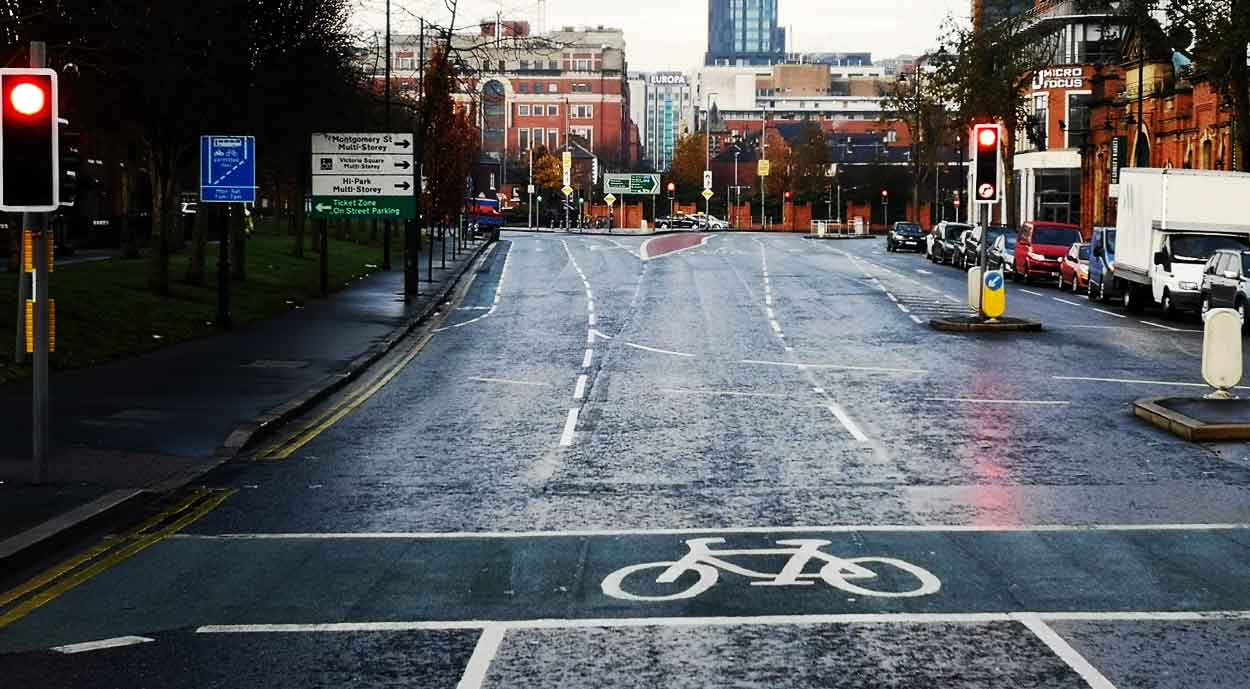 New markings on East Bridge Street approaching Cromac Street