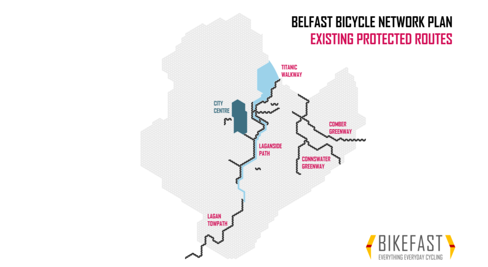 Belfast's existing cycle infrastructure as of 2020