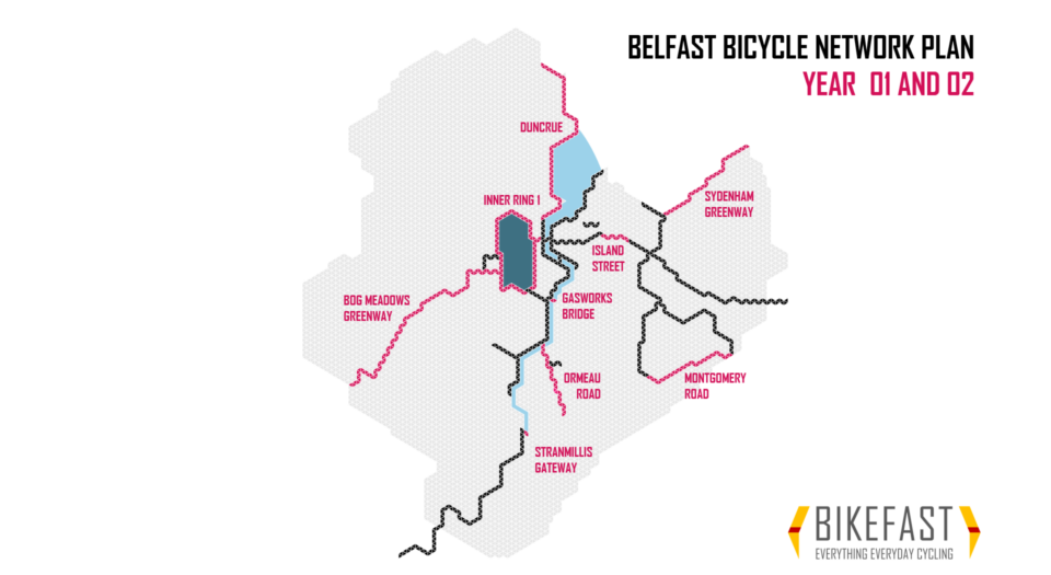 Proposed Belfast Bicycle Network development years 1 and 2