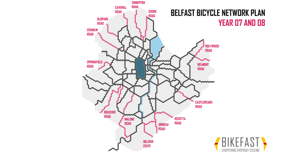 Proposed Belfast Bicycle Network development years 7 and 8