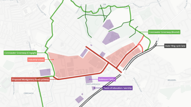 Map of Montgomery Road cycleway Map of Montgomery Road cycleway